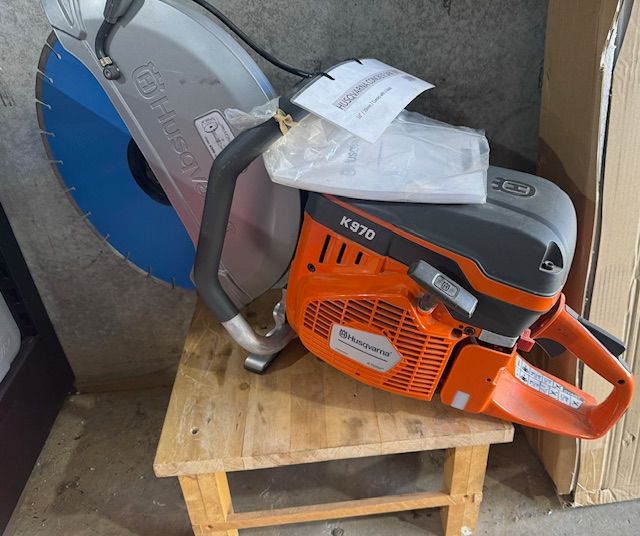 Brand new Husqvarna Concrete saw available right now.  Come in and see for yourself.